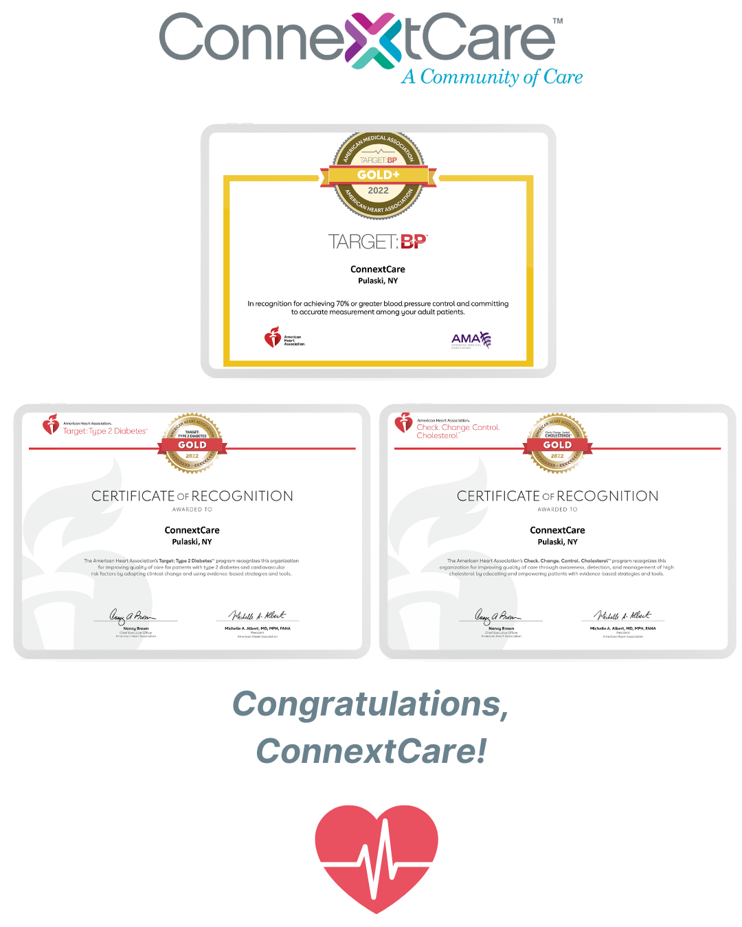Connextcare Receives Awards from the American Heart Association and American Medical Association Image